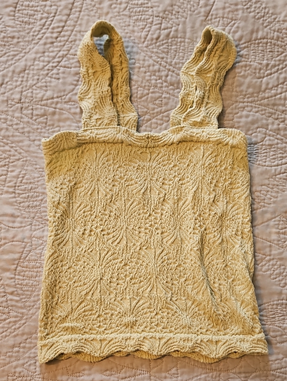 Pink Republic Textured Square-Neck Tank Top in Mustard Yellow